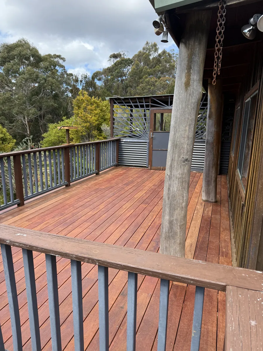 New hardwood decking around the existing veranda post